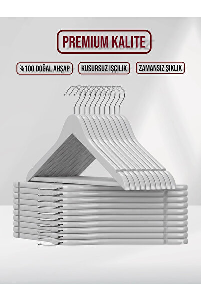 SDF Askı Gri Ahşap Elbise Pantolon Askısı