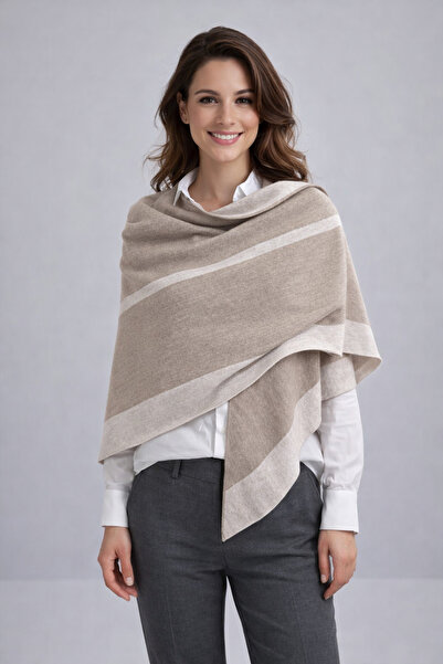 Sebir Moda Şal de tricotat triunghiular în două culori cu dungi