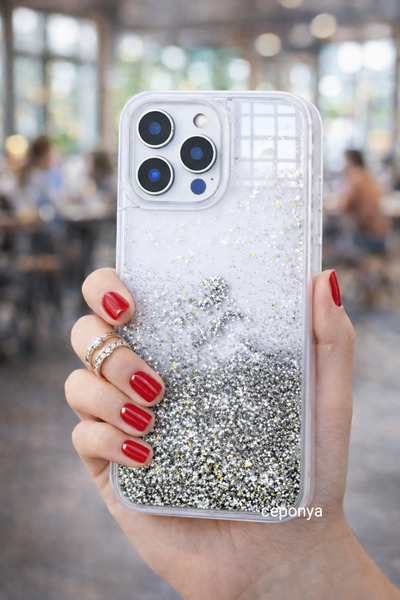 Ceponya حافظة آيفون 16 برو ماكس من السيليكون السائل اللامع مع سطح خلفي شفاف و...