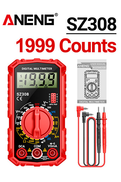 ANENG طقم كهربائي سيارات أحمر SZ308، جهاز قياس متعدد الوظائف SZ308 VD802 بموج...
