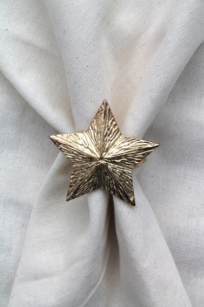 Emtory Home 6 Adet Dekoratif Gold Star Nova Peçete Halkası - Napkin Ring
