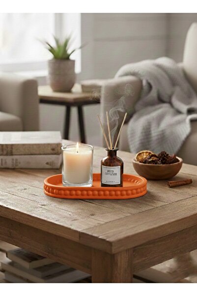 Mumlight Dekoratif Oval Tepsi ,Mum Tepsisi ,Takı Tabağı Orta Sehpa Koku Tabağ...