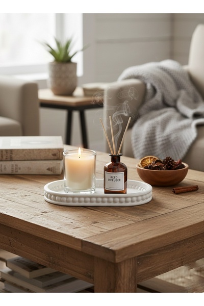 Mumlight Dekoratif Oval Tepsi ,Mum Tepsisi ,Takı Tabağı Orta Sehpa Koku Tabağ...