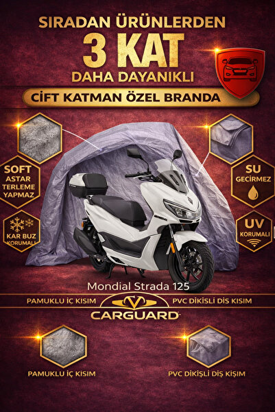 CarGuard Mondial Strada 125 cc Arka Çanta Uyumlu Fitilli Motosiklet Brandası ...
