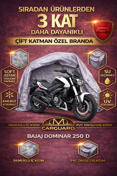 CarGuard Bajaj Dominar 250 D Fitilli Motosiklet Brandası Çadır Örtü - Miflonlu