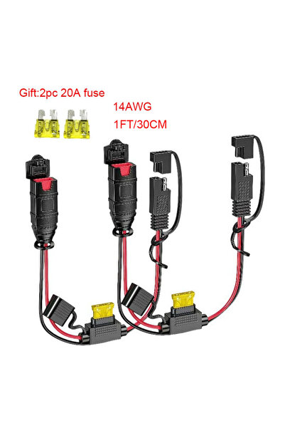 Choice قطعتان - 14AWG-SAE - كابل تمديد شاحن بطارية ذكي من نوع Genius، مع فيوز...