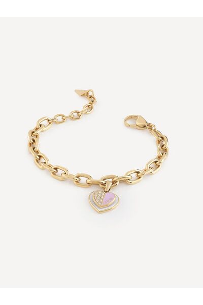Guess تعليقة قلب مزدوج بلون الليلك والذهب الأصفر