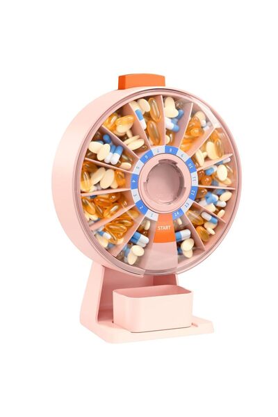 Choice pink Pill Dispenser Daily, Large Pill Organizer with Wall-Mounted or S...