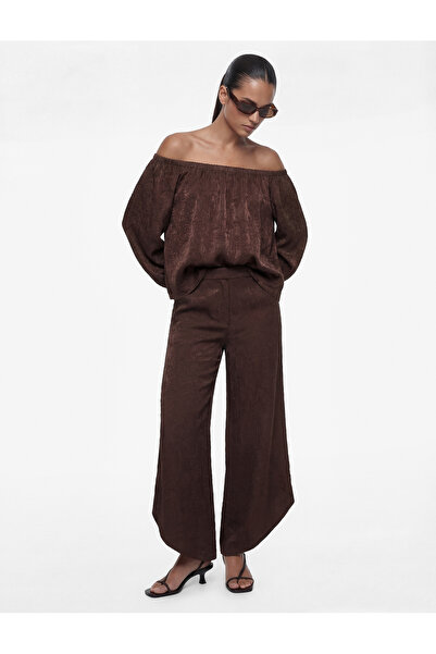 Koton Yüksek Bel Dokulu Fermuarlı Harem Pantolon