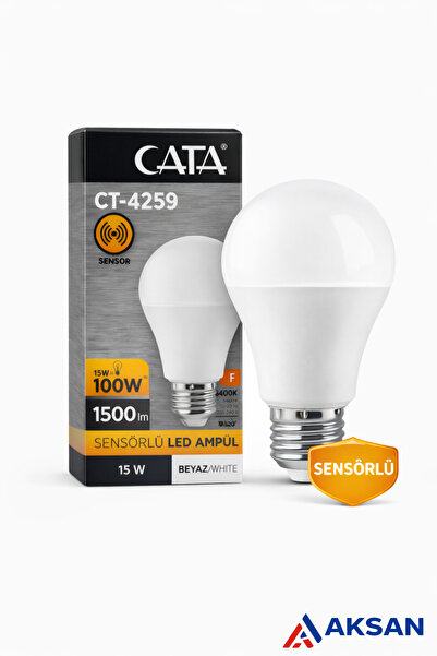 Cata CT-4259 15W (100W) Hareket Sensörlü LED Ampul Beyaz Işık E27 DUY, 1500 lm