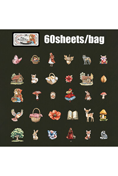 Choice S28664-6 60 قطعة/كيس ملصقات صغيرة بتصميمات مناظر طبيعية عتيقة، كتيبات ...