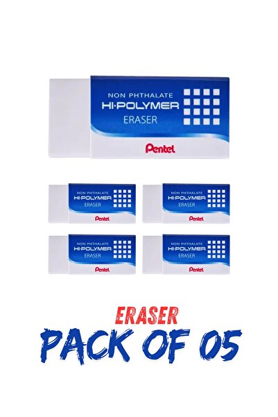Pentel Hi-Polymer Eraser 5-Piece , Medium