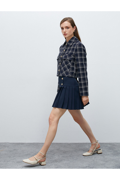 Koton Fustă mini plisată cu detaliu cu nasturi