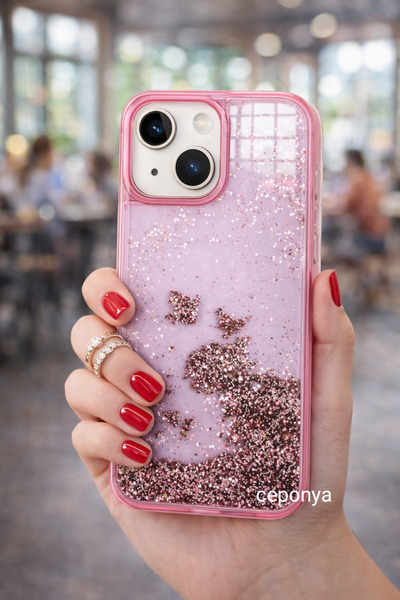 Ceponya حافظة آيفون 15 من السيليكون السائل اللامع ذو السطح الخلفي الشفاف واللامع