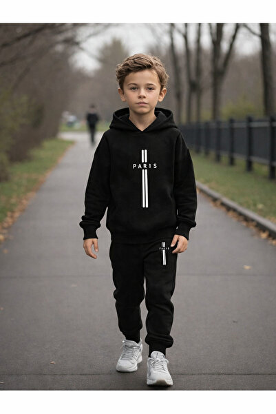 CLAYES Set de hanorace pentru copii din bumbac imprimat Paris cu linie dublă ...