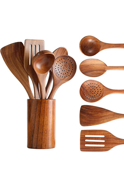 Generic 6-Piece Cooking Wooden Spoon Set, 6-Piece Bamboo Cooking Utensils. (C...