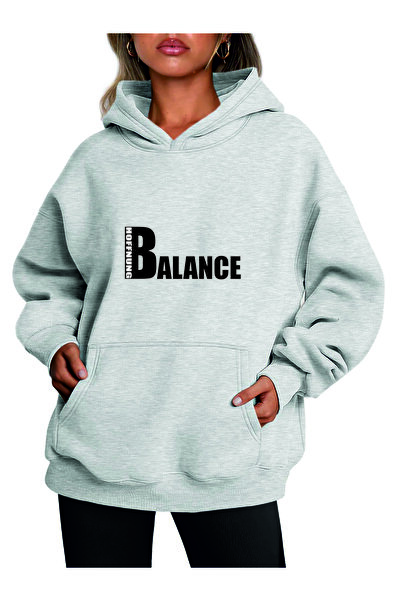 HOFFNUNG unisex Βαμβακερό oversize "BALANCE HOFFNUNG" με στάμπα και κουκούλα,...