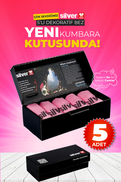 SİLVER HOME 5 قطع من القماش الزجاجي المزخرف من الألياف الدقيقة باللون الوردي