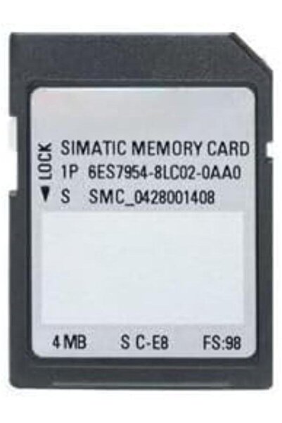Siemens 6ES7954-8LC02-0AA0، بطاقة ذاكرة صغيرة SIMATIC (MMC) سعة 4 ميجابايت