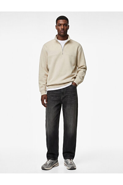 Koton Regular Fit Stitching Detailed Long Sleeve Half Zipper Sweatshirt
