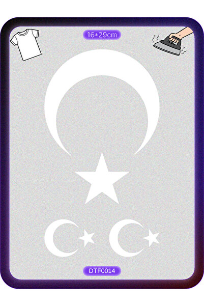 DYENOTE Ay Yıldız Beyaz Kumaş Aplike Yama Ütü Ile Yapışan Transfer Kağıdı Dtf...