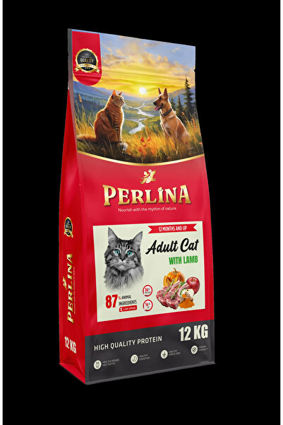 Perlina Premium Yetişkin Kedi Maması, Kuzu Etli, Yüksek Protein, 12 KG, 12 Ay...