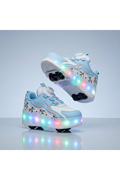 BURUNİ Çocuk Işıklı Paten Ayakkabı -Tekerli LED'li Spor Ayakkabı - Kız Çocuk/...