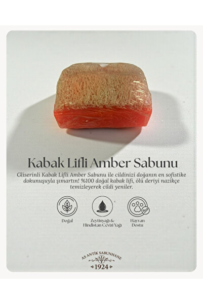 AS ANTİK SABUNHANE 1924 Gliserinli Amber Kabak Lifli Sabun – Cilt Yenileyici ...