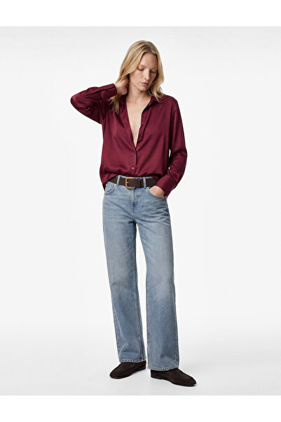 Koton Σατέν πουκάμισο με μακρύ μανίκι με κουμπιά κανονικής εφαρμογής