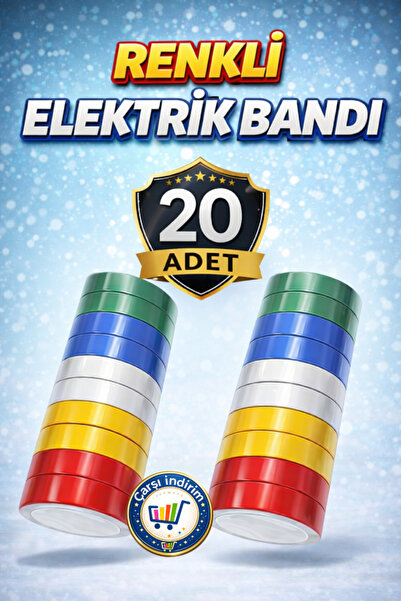 nistabolje 20 Adet Renkli Elektrik Bandı Dayanıklı ve Esnek Pvc İzole Bantı