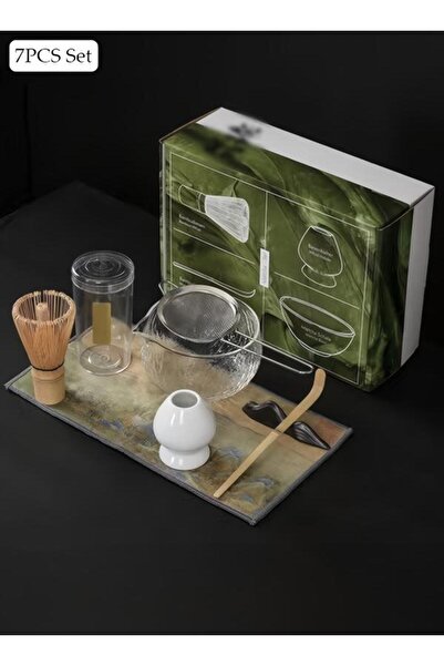DOMEET 7Pcs Matcha Tea Set, Matcha Whisk Set of 7 Ceremony Matcha Kit with Gl...