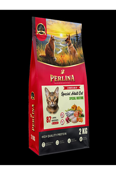 Perlina Special Yetişkin Kedi Maması, Karışık Lezzetli,%87 Hayvansal İçerik, ...
