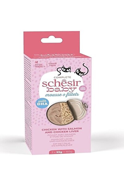 Schesir Babycat Somon ve Tavuk Ciğerli Yavru Kedi Konservesi 3x55 Gr