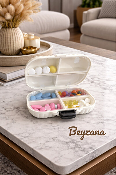 BEYZANA Taşınabilir İlaç Kutusu 7 gün + 1 Yedek Bölmeli Büyük İlaç Kutusu 8 B...