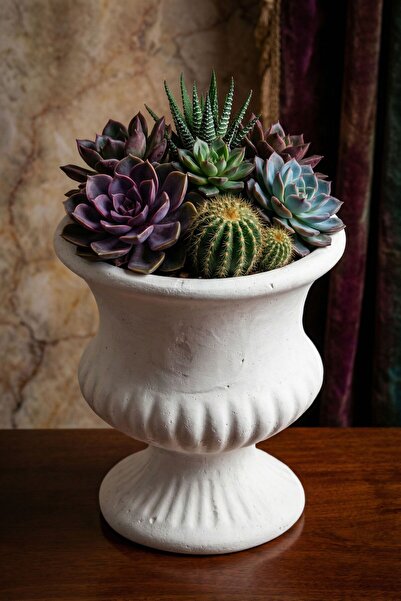 Evene Saksı Dekoratif Saksı Kaktüs Saksısı Sukulent Saksısı Küçük Saksı Model...