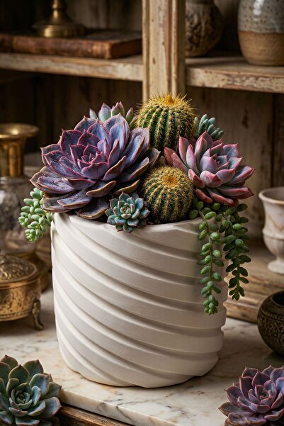 Evene Saksı Dekoratif Saksı Kaktüs Saksısı Sukulent Saksısı Küçük Saksı Model...