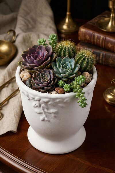 Flower Pot Decorative Flower Pot Cactus Flower Pot Succulent Flower Pot Small Flower Pot Model 32 White Flower Pot