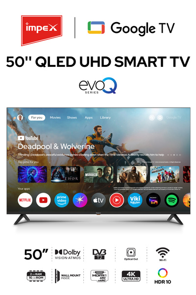 İMPEX 50-Inch Google QLED TV | 4K Ultra HD | Voice Control Remote | 2GB RAM &...