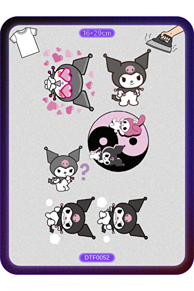 DYENOTE Kuromi Ütü ile Yapışan Tişört Tekstil Transfer Dtf Baskı