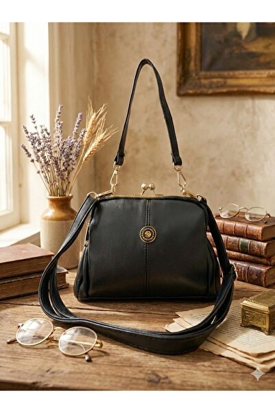 Ayax Siyah Kadın Burslu 4 Bölmeli Ayarlanabilir Çapraz Askılı Yumuşak Suni De...