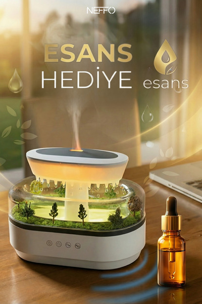 NEFFO Su Damlacıklı Yağmur Hava Nemlendirici Difüzör RGB, Su Buharlı 250 mL O...