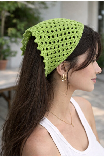 gül sezgin butik إكسسوار شعر نسائي بتصميم مثلث محبوك يدويًا على شكل باندانا