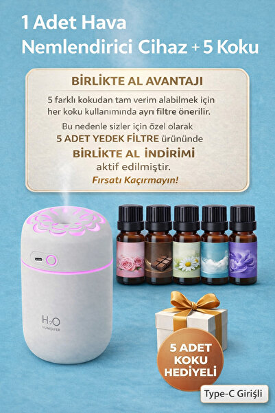 Genel Markalar +5 Adet Koku Hediyeli Ultrasonik Oda ve Araç Hava Nemlendirici...