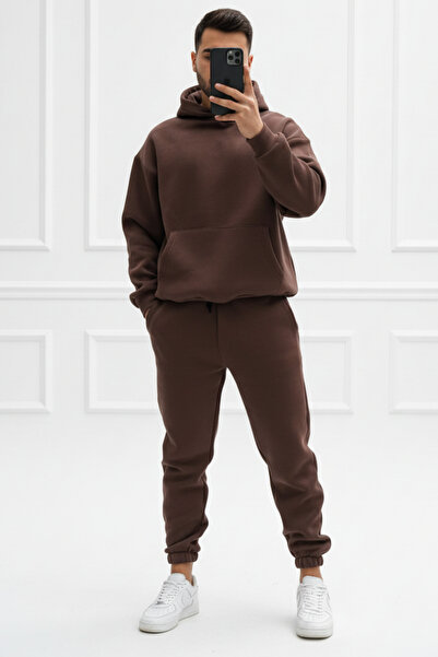 Runades طقم بدلة رياضية بغطاء للرأس مقاس كبير للرجال ذات ملمس ناعم وأرجل مطاط...