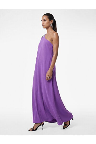 Koton Rochie lungă cu un singur umăr, din țesătură crep, cu detalii aplicate ...