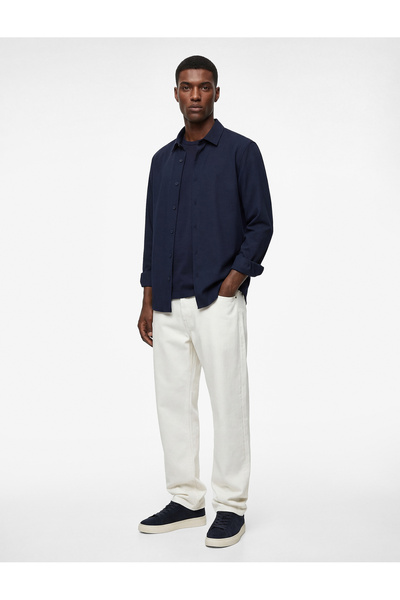 Koton Regular Fit Buttoned Long Sleeve Half Italian Collar Classic Shirt