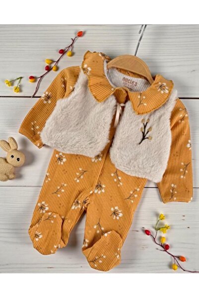 ALTINTAŞ BABY Floral Patterned Corded Fabric Stretch Fabric Snap Fastener Plu...