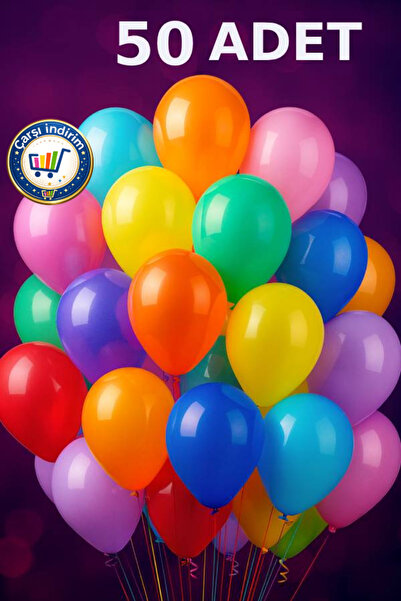 nistabolje 50 Adet Renkli Balon Karışık Renk Parti Doğum Günü Kutlama Özel Gü...
