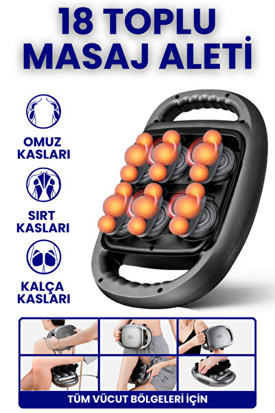 Enshall 18 Top Başlıklı Yüksek Güç Derin Doku Kas Gevşetici Tüm Vücut Masaj A...