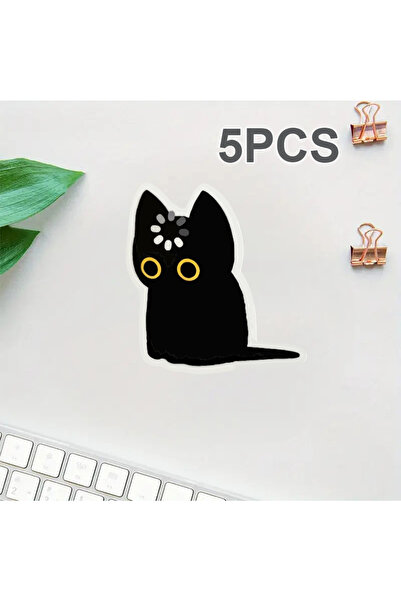 Choice 5 قطع من ملصقات قطة سوداء فارغة التحميل، ملصقات لطيفة ومضحكة ومتينة لأ...